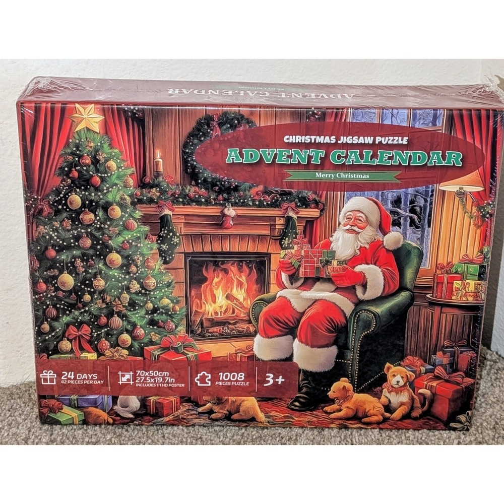 Christmas‎ Jigsaw Puzzle Advent Calendar 1008 Pieces Santa Dogs Holiday NEW